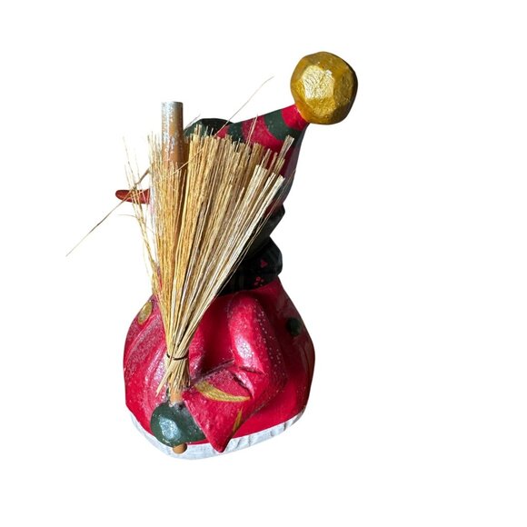 House Of Hatten Snowman With Broom Red Resin Figurine 1998 Denise Calla 10½" - Picture 3 of 6